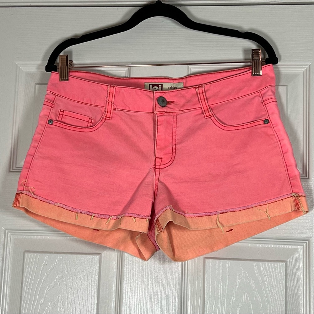 LEI Pink and Orange Jean Shorts